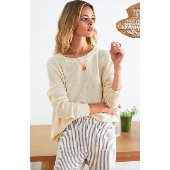 Emerson Fry Sweaters - EMERSON FRY | Carolyn Sweater in Ivory Organic Cotton, Size Small